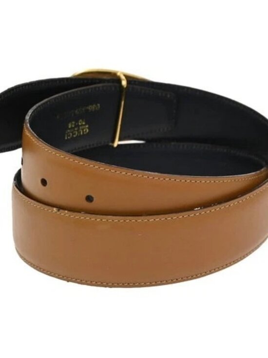 GUCCI G Logo Belt 70/28 Leather Brown Blue GHW Italy 66KC646 main image 9